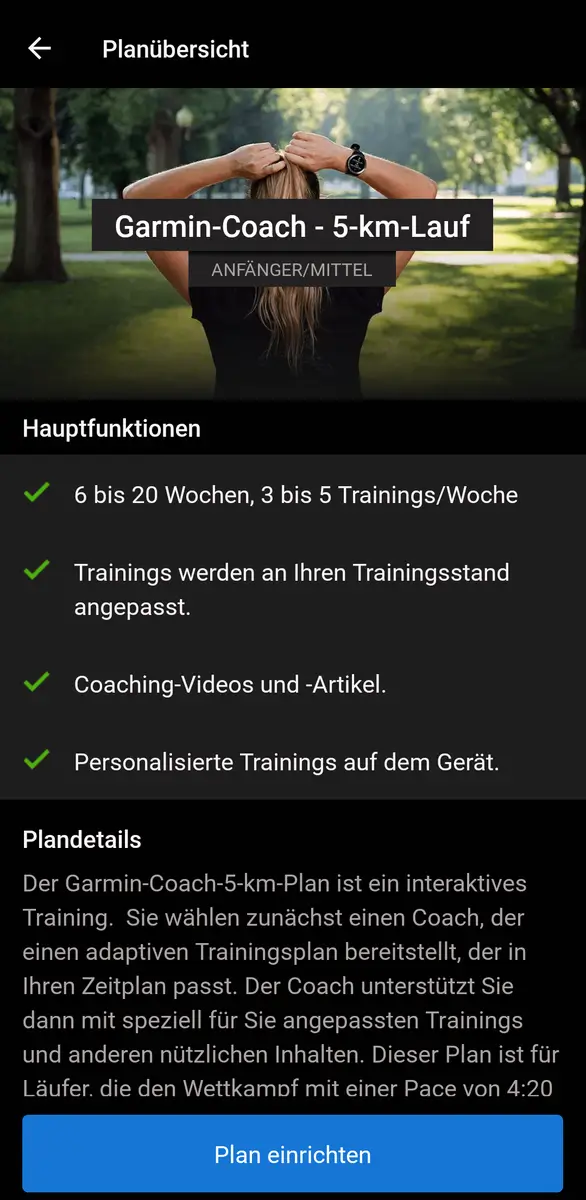 Garmin bietet für Läufer individuelle Pläne für 5 km, 10 km und den Halbmarathon an