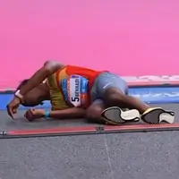 Ein gestürzter Läufer beim Marseille-Cassis