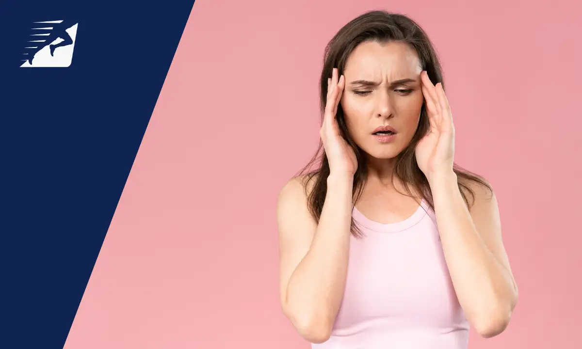 Eine Frau mit Migräne