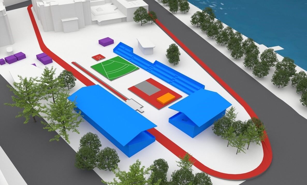 Einzigartig: Eine Laufbahn mitten durch die Stadt!