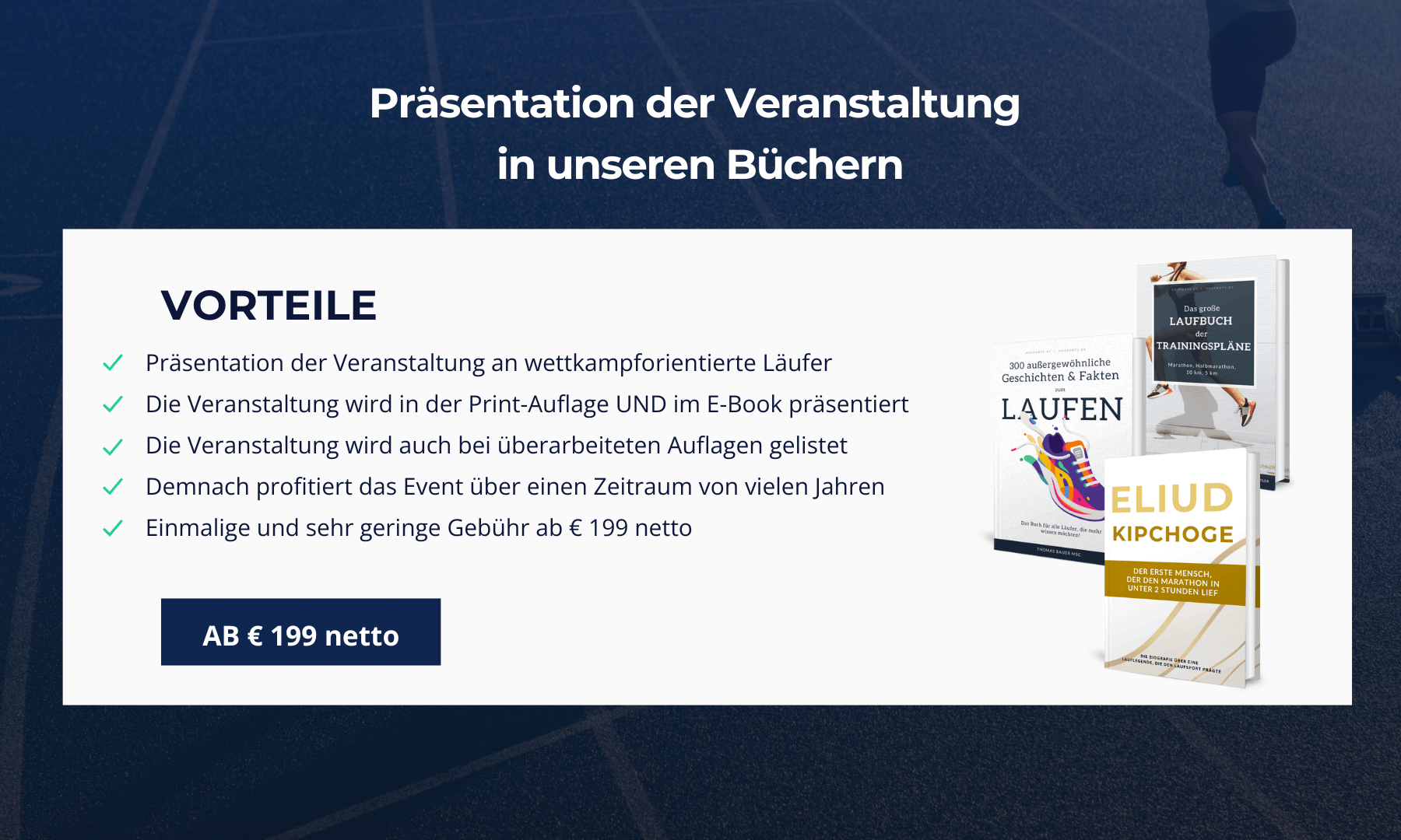 Vorteile für Veranstaltungen, die in unseren Büchern vorgestellt werden.