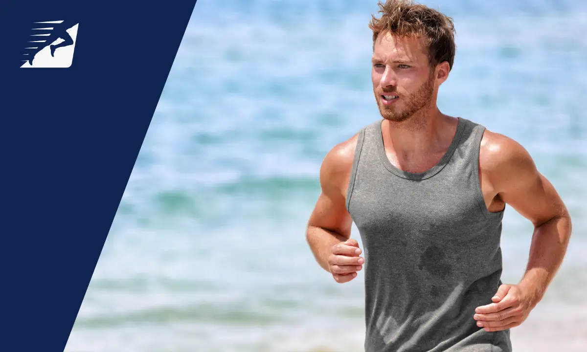 Ein Mann beim Laufen am Meer