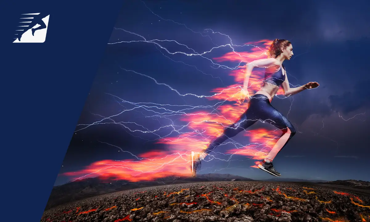 Eine Frau, die schnell läuft.