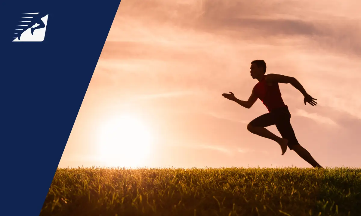 Ein Läufer mit einem schnellen Laufschritt