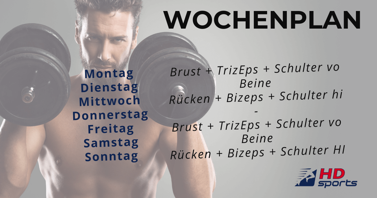 Wochenplan Krafttraining Muskelgruppen 1200
