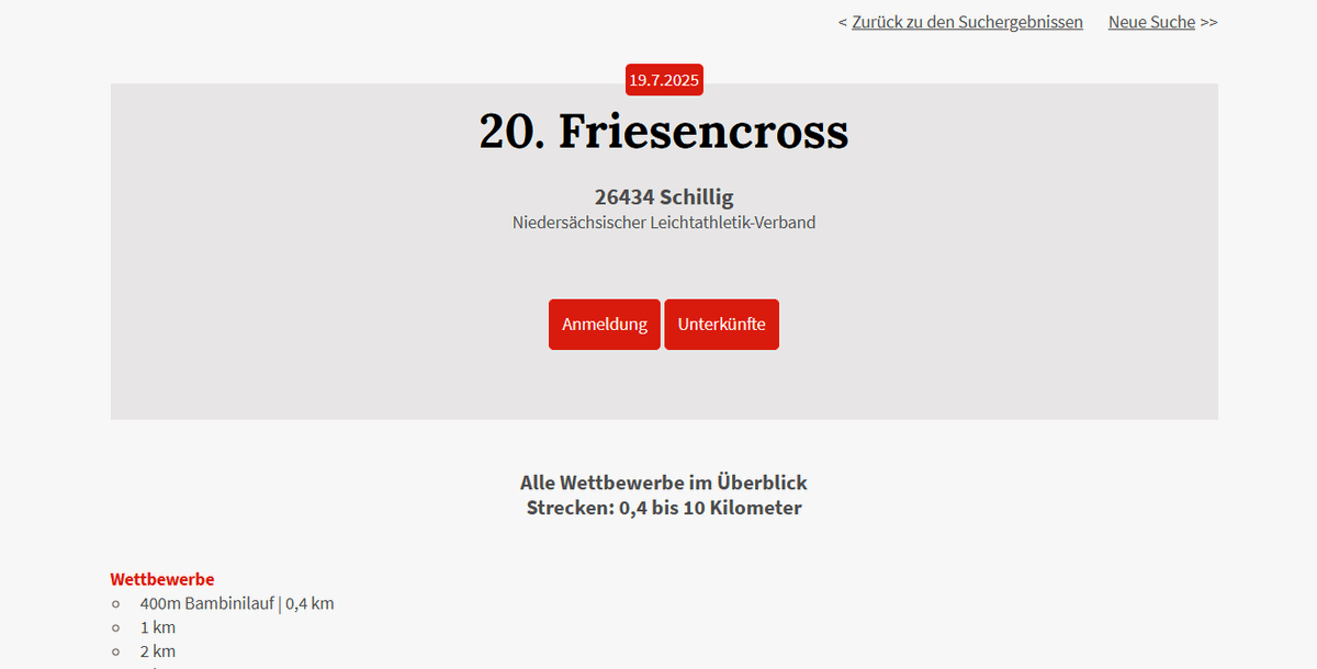 Der Kalender von laufen.de ist übersichtlich, aber nicht vollständig.