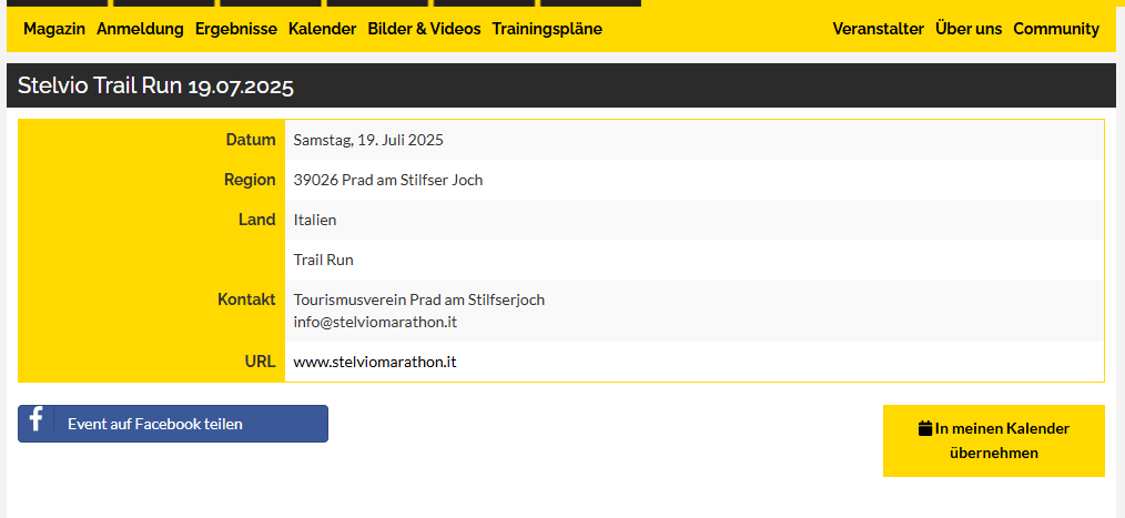 Wenig Details im Maxfun-Kalender: Oft fehlen sogar die Distanzangaben.