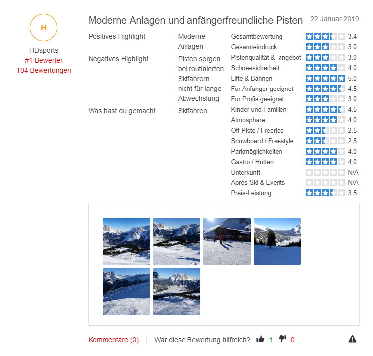 Skigebiet Grubigstein - Bewertung Skigebiet Grubigstein - Bewertung