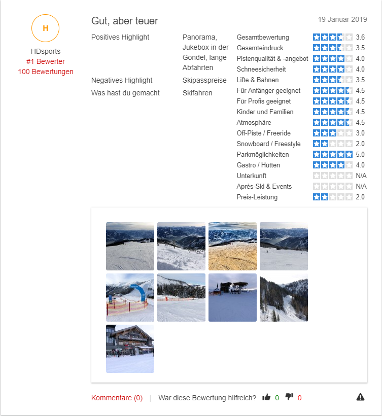 Skigebiet Schmittenhöhe - Bewertung
