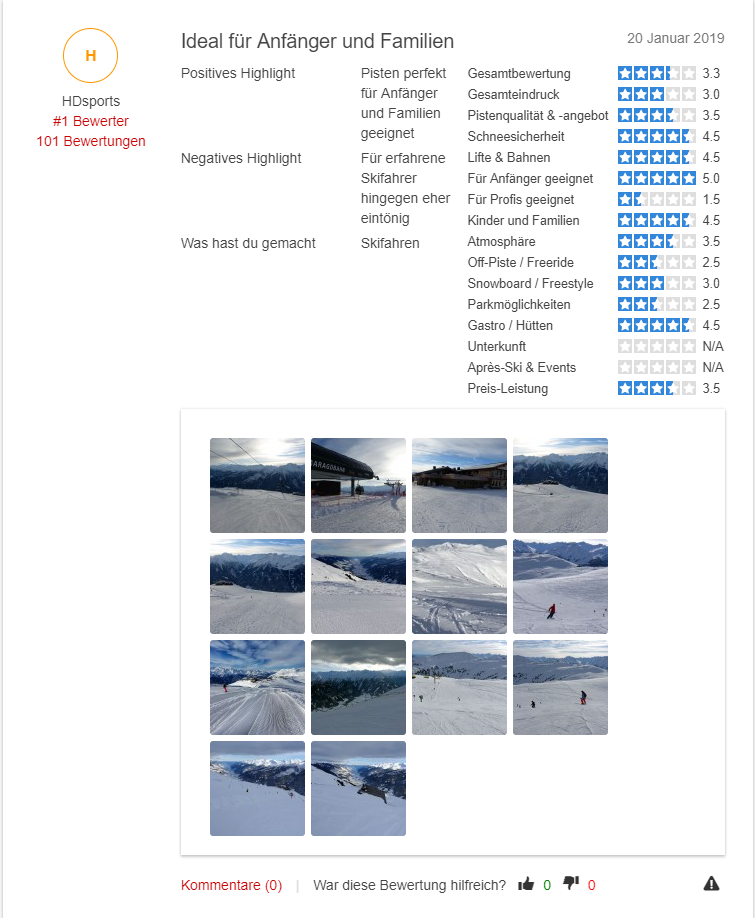 Skigebiet Wildkogel-Arena - Bewertung