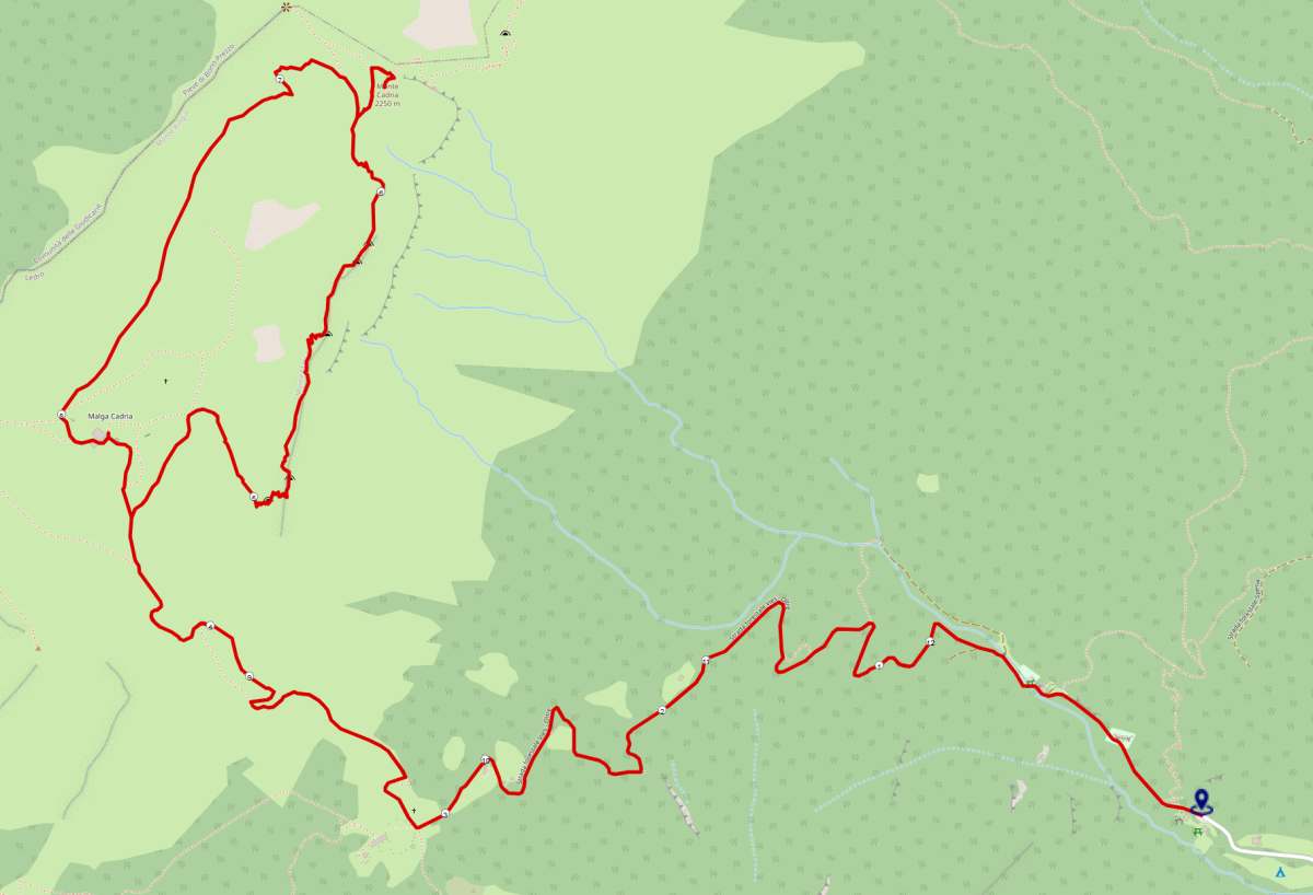 Streckenplan Monte Cadria Wanderung