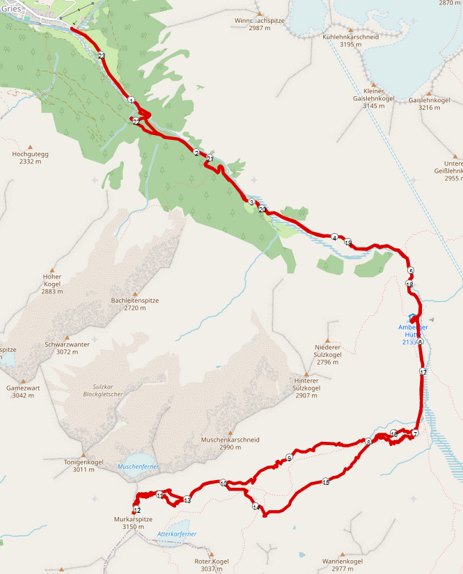 Streckenplan Skitour Murkarspitze