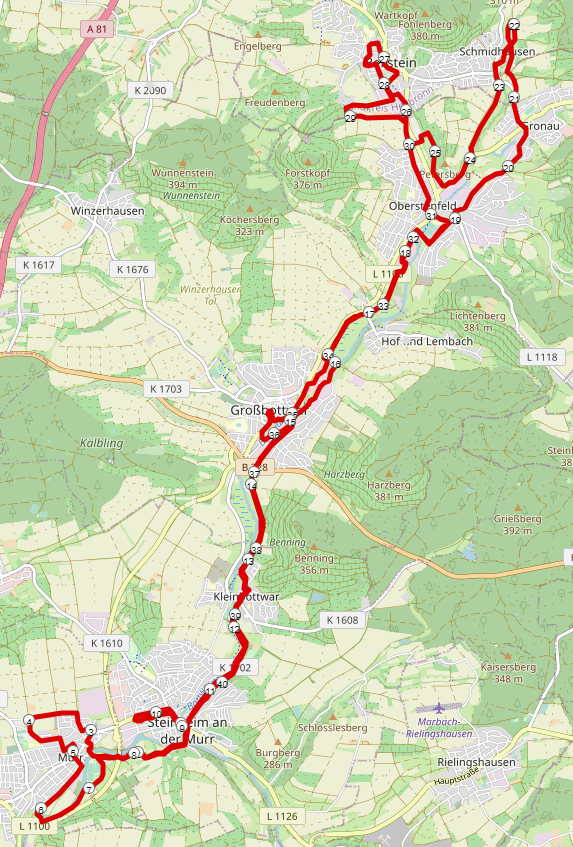 Strecke Bottwartal Marathon