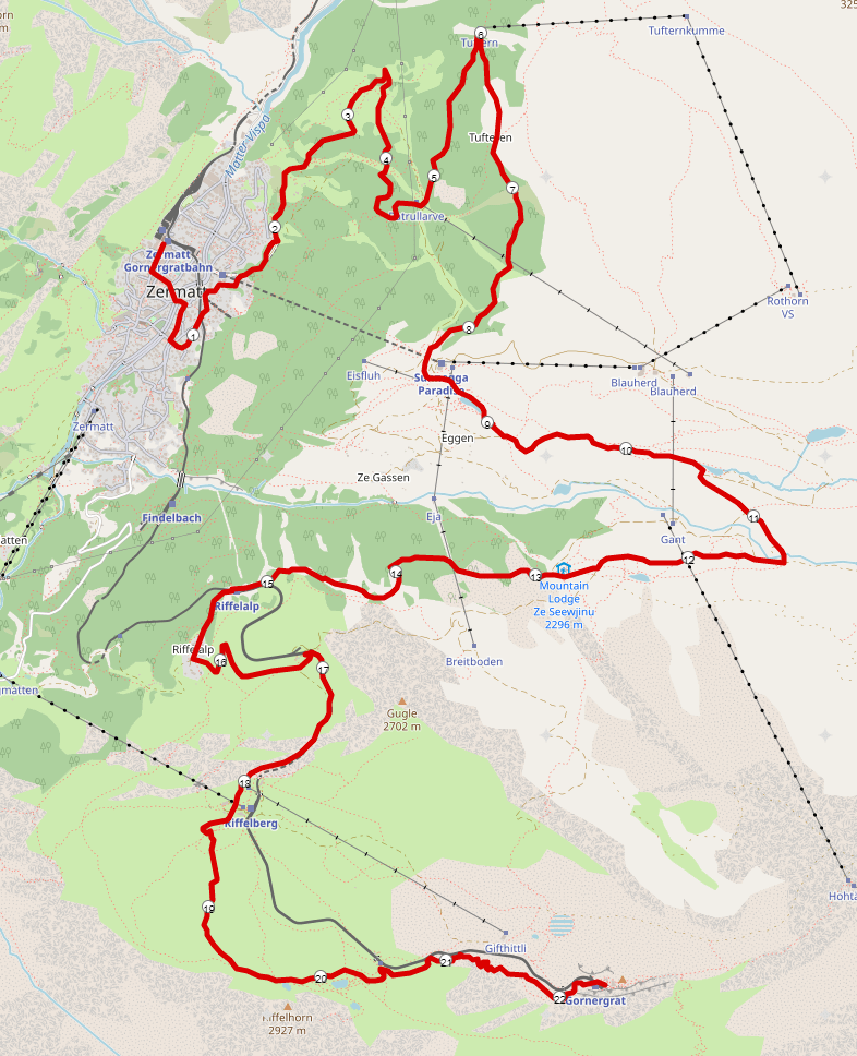 Strecke Zermatt Top 20