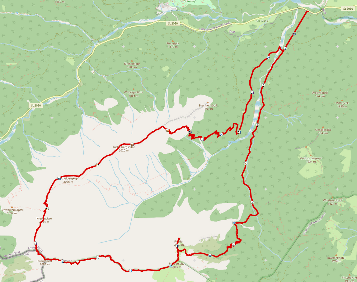 Strecke Frieder-Kreuzspitze Überschreitung