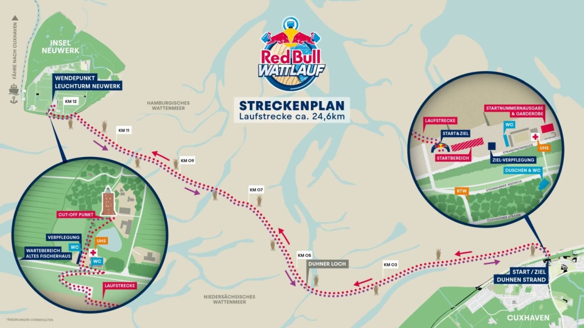 Red Bull Wattlauf: Die Strecke