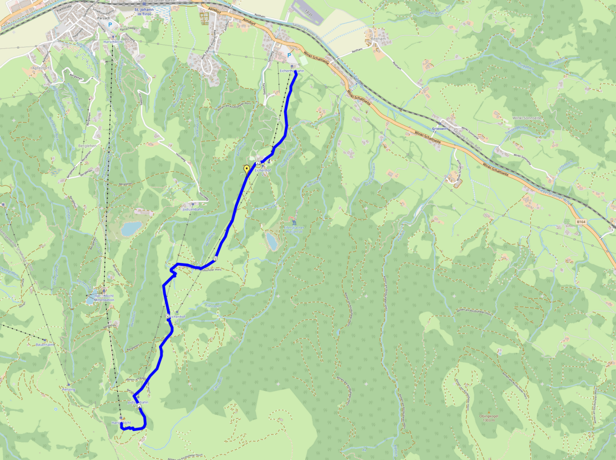 Strecke Eichenhof Skitour auf den Harschbichl