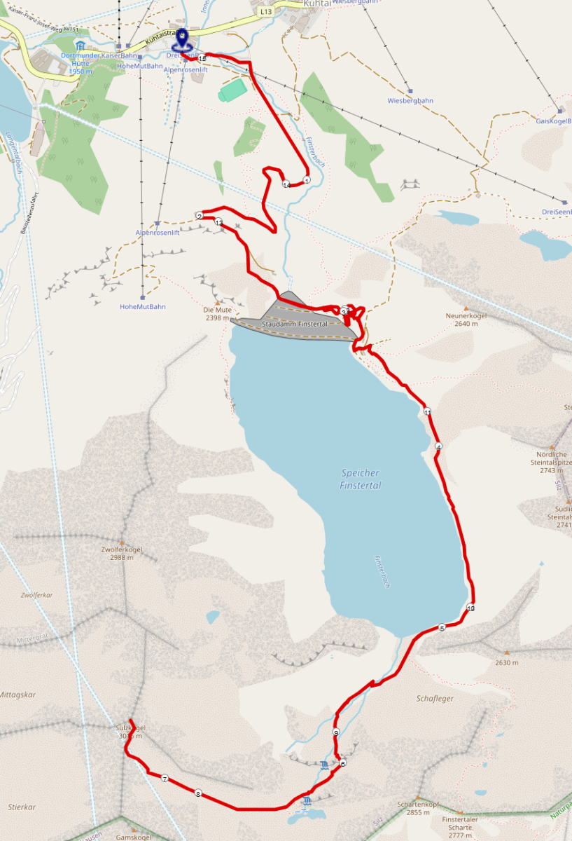 Strecke Sulzkogel Wanderung vom Kühtai