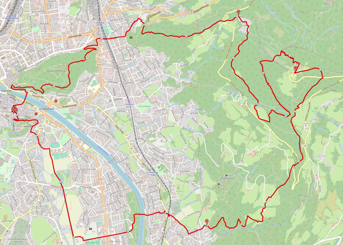 Streckenverlauf Gaisbergtrail Salzburg