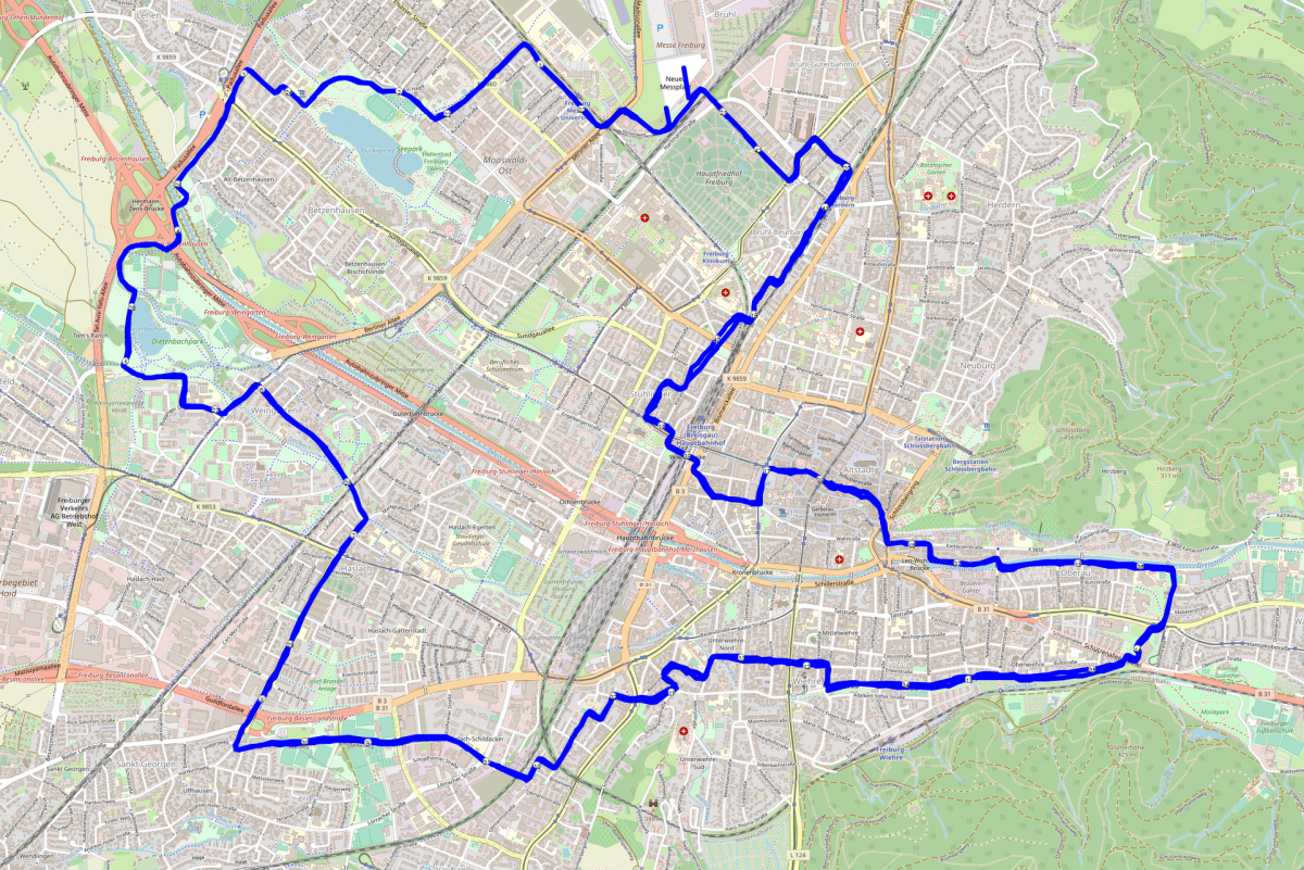 Freiburg Marathon Streckenplan