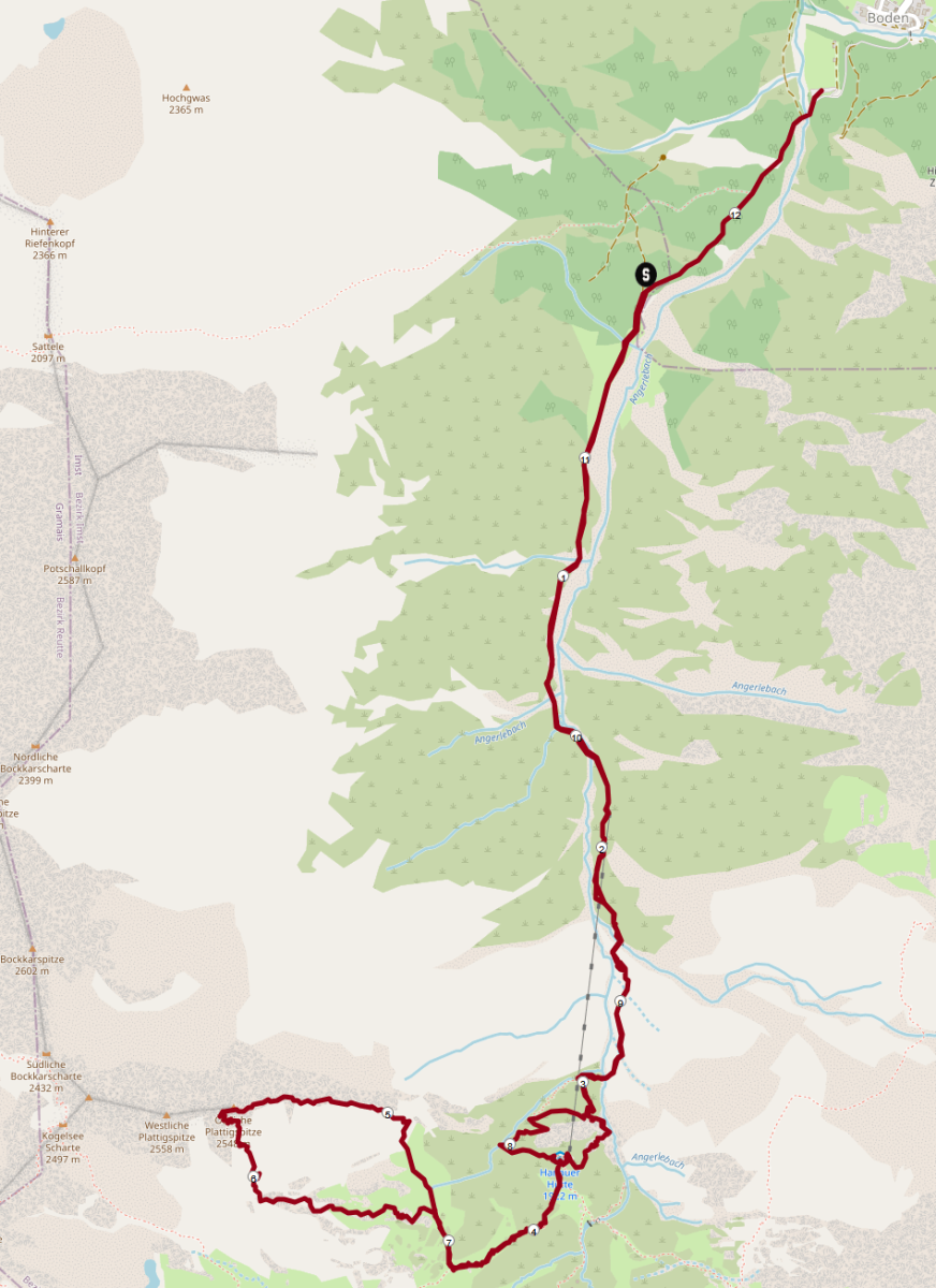 Östliche Plattigspitze Ostgrat: Streckenplan