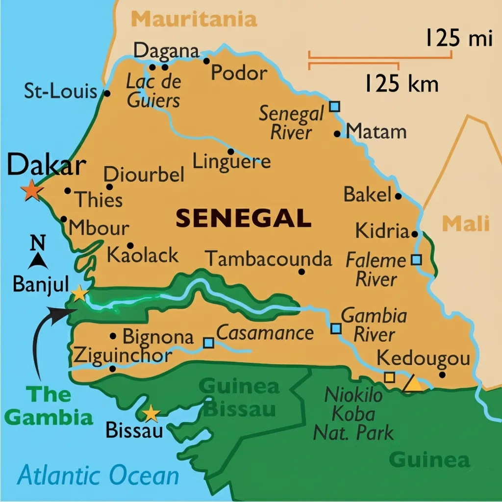 Karte des Senegal