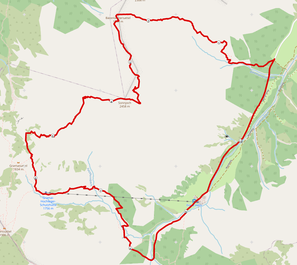Strecke Sonnjoch Überschreitung
