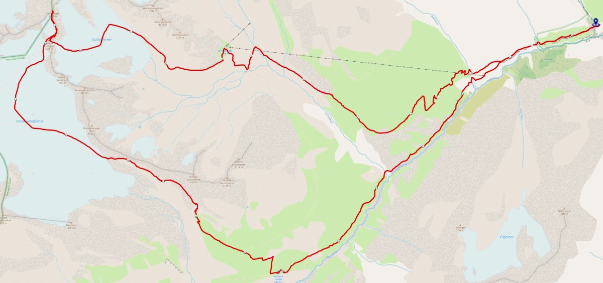 Fluchtkogel Hochtour: Streckenplan