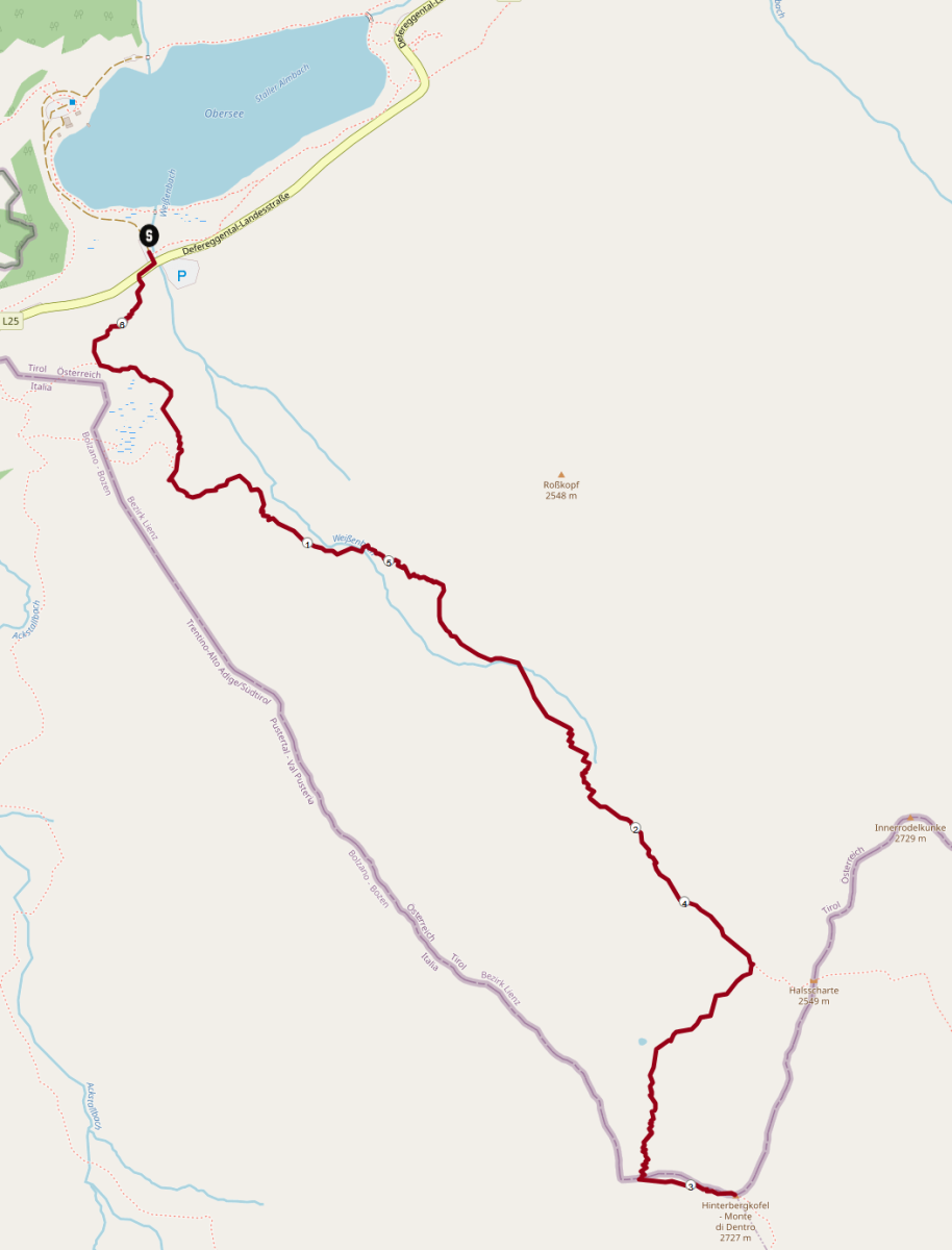 Hinterbergkofel Wanderung: Streckenplan