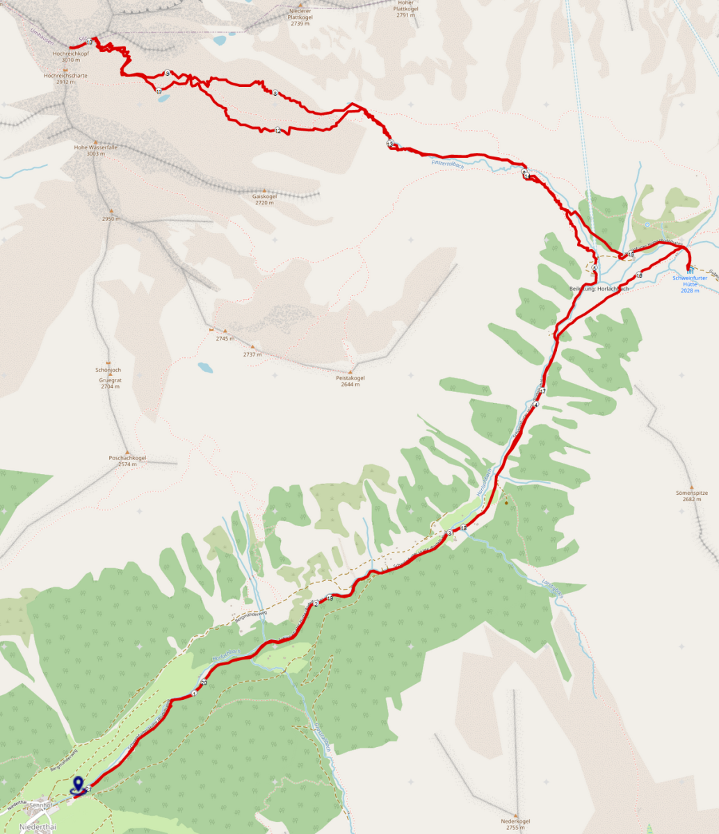 Hochreichkopf Skitour Strecke