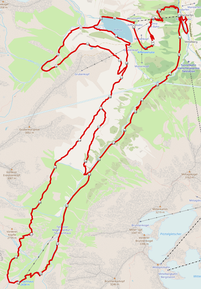 Strecke P45 Rifflsee Trail