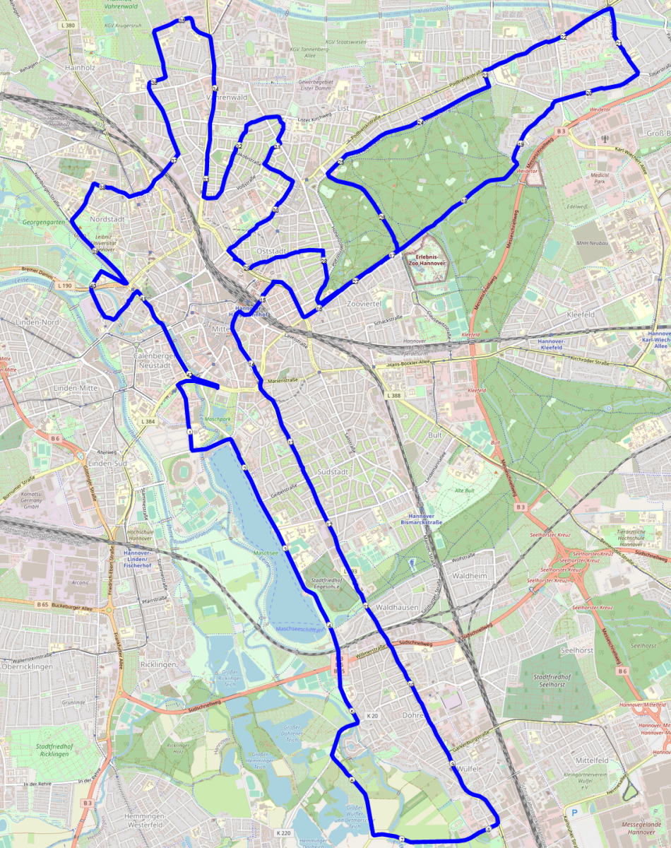 Hannover Marathon Streckenplan
