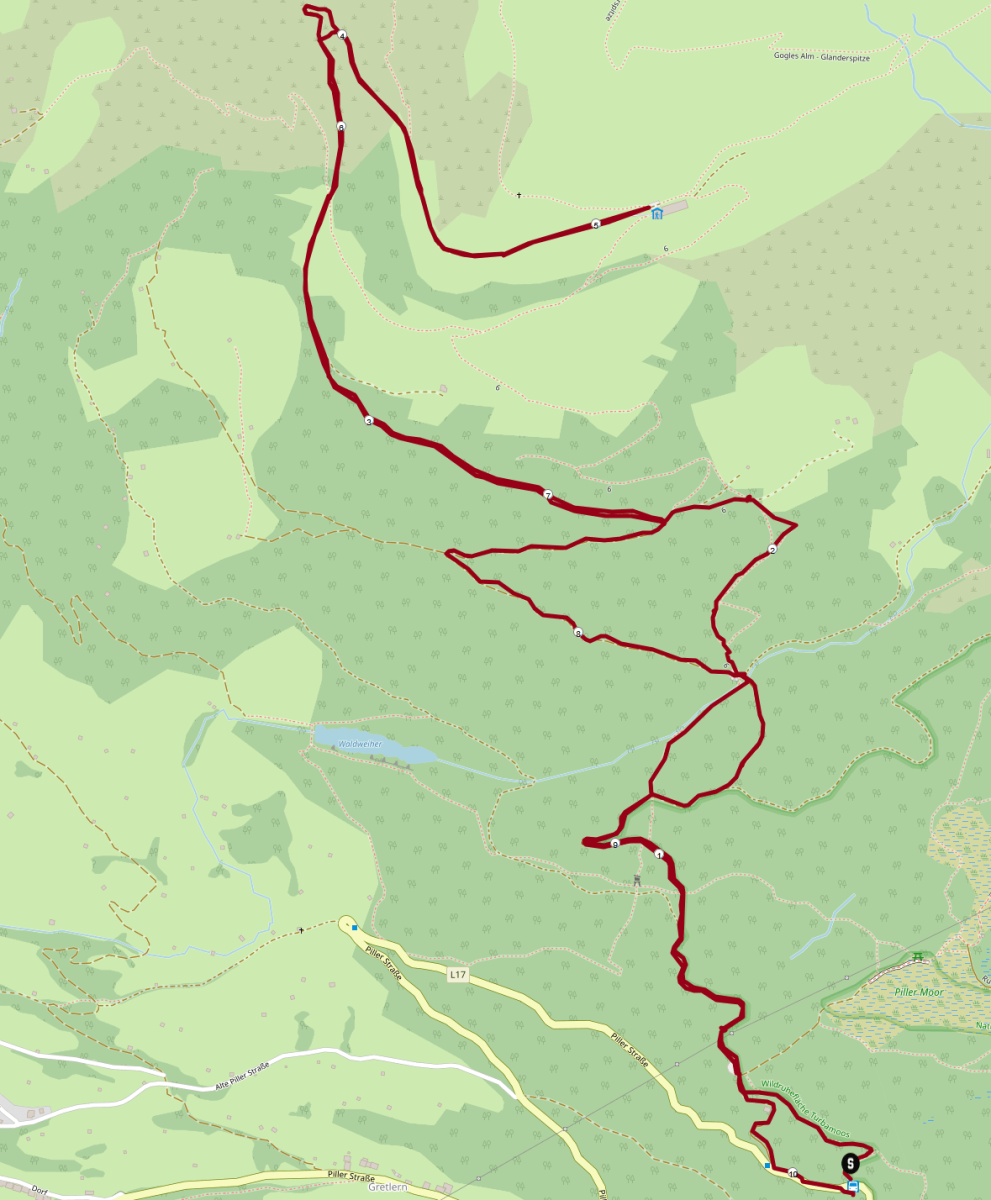 Wanderung zur Gogles Alm: Streckenplan