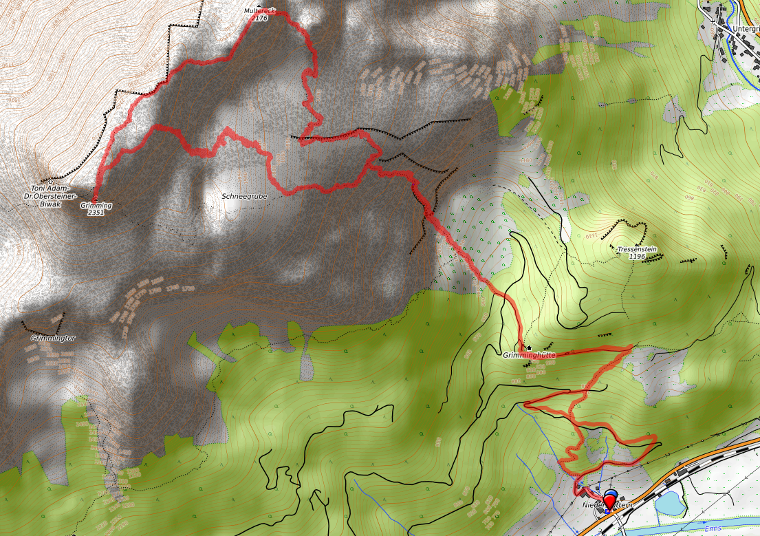 Route bzw. Strecke Grimming Schneegrubengrat