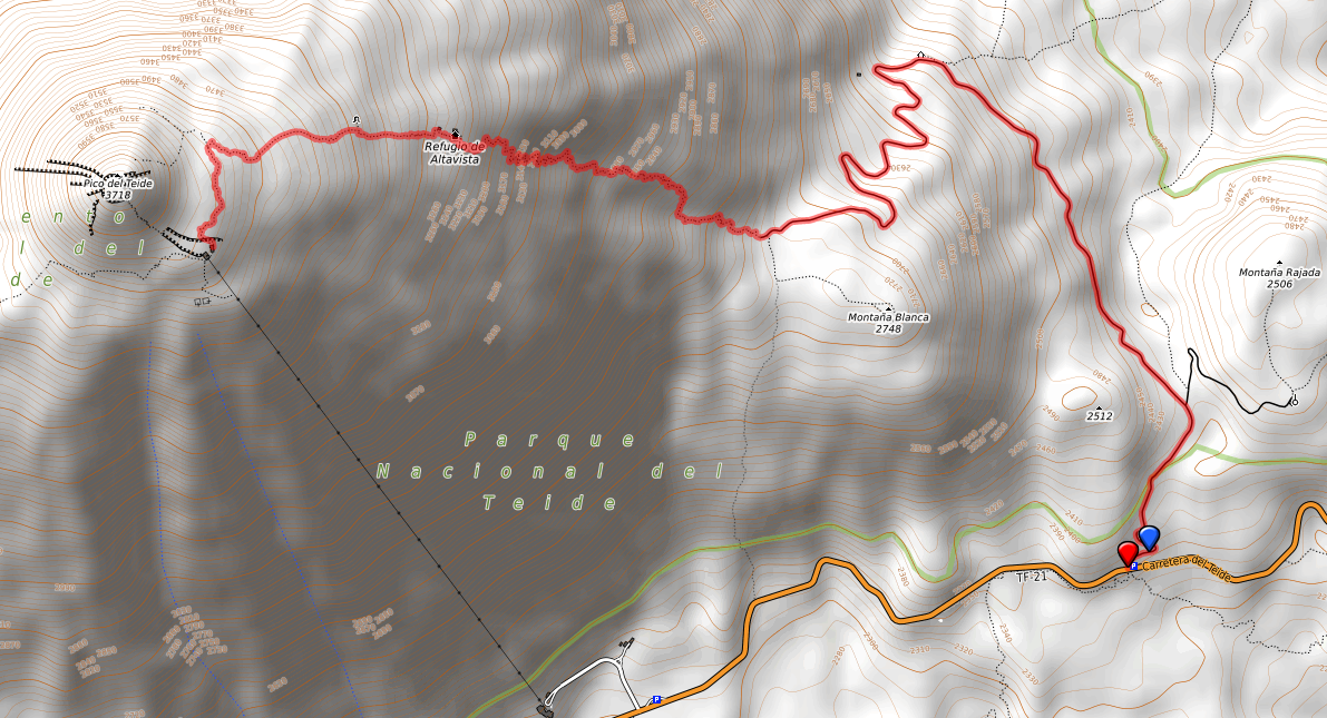Route bzw. Strecke Pico del Teide