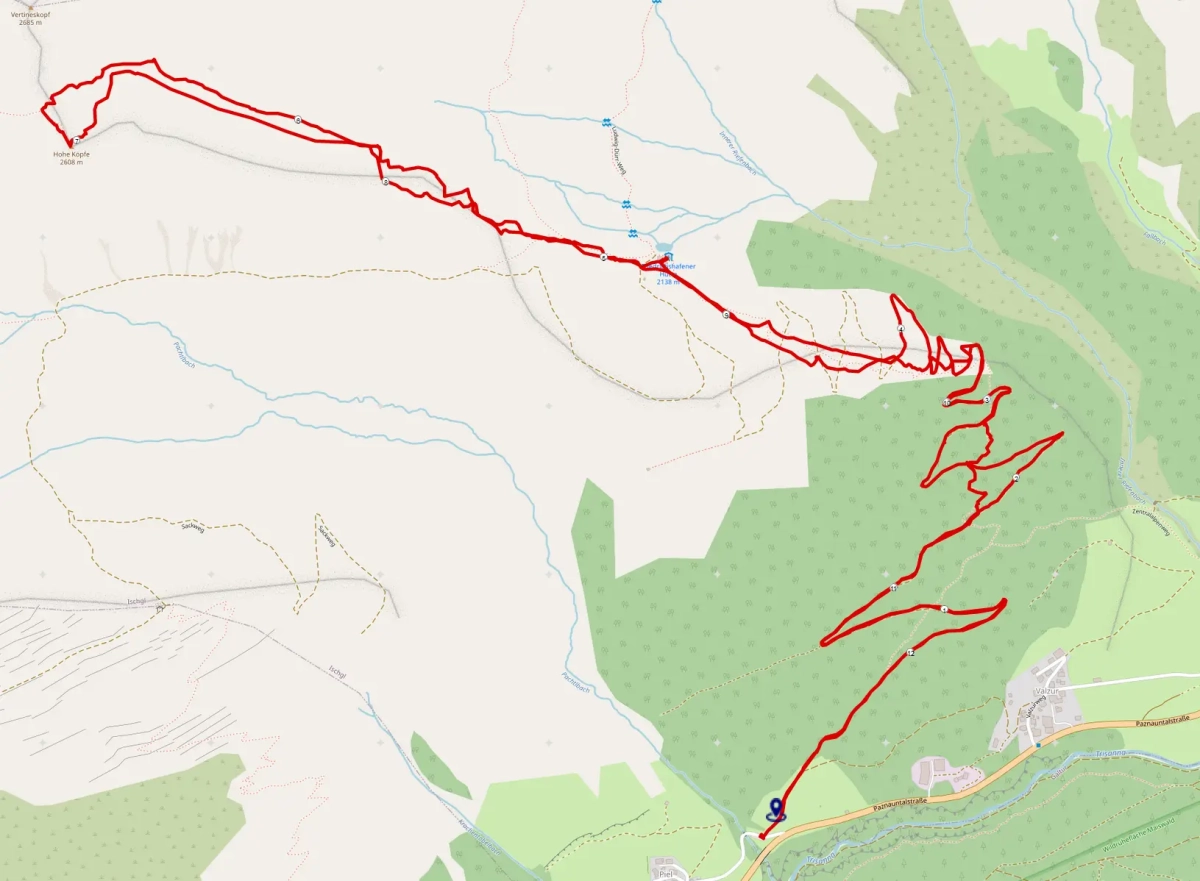 Strecke Skitour Hohe Köpfe