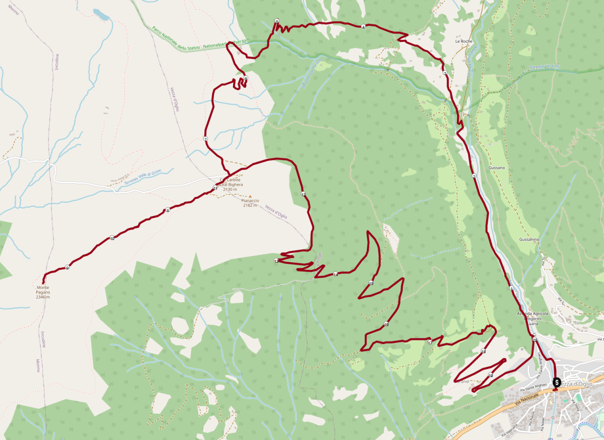Wanderung auf den Monte Pagano: Streckenplan