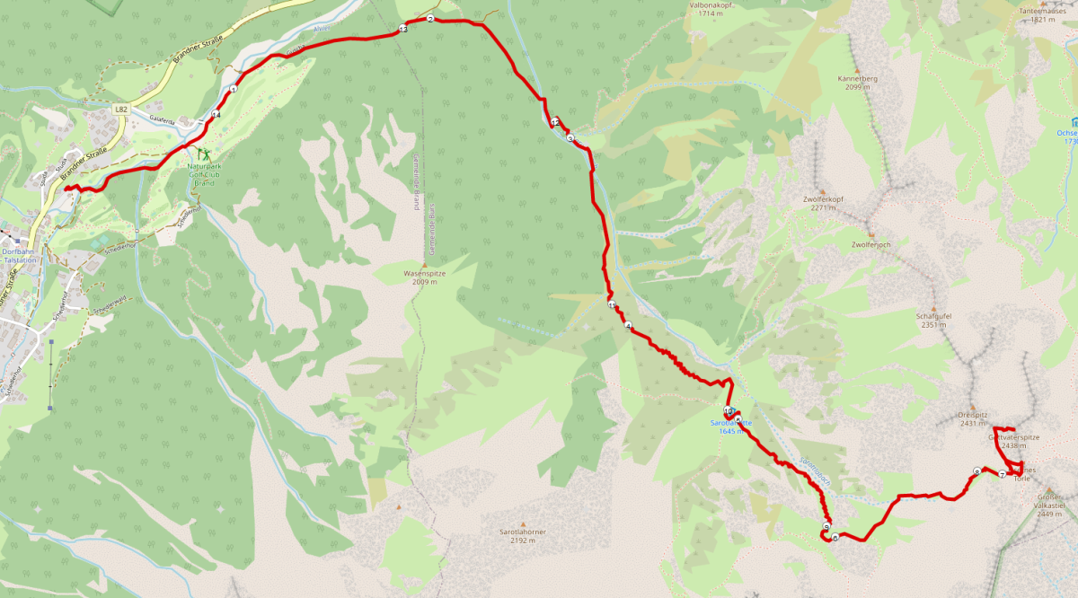 Strecke Gottvaterspitze Wandern