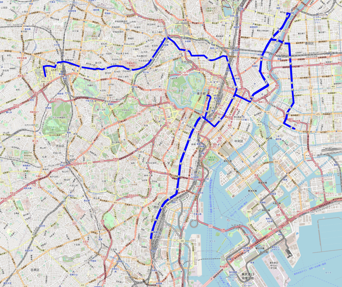 Tokio Marathon Streckenplan
