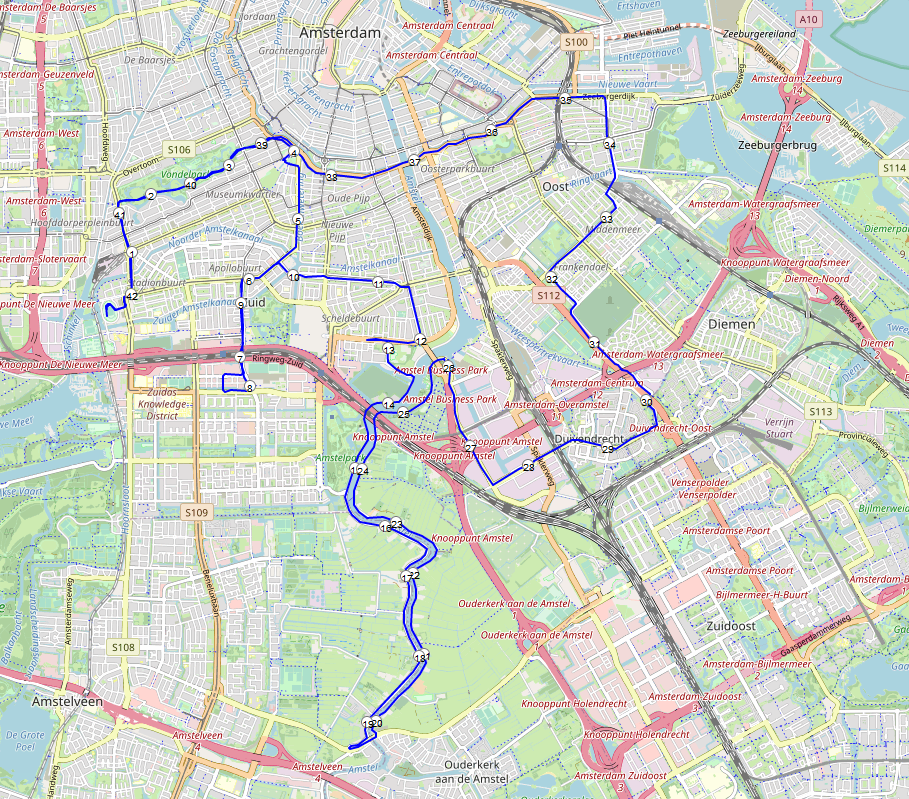 Strecke Amsterdam Marathon