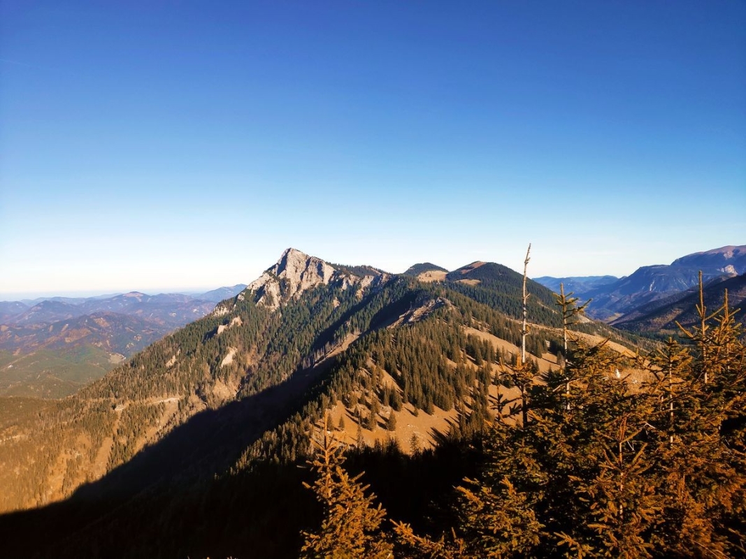 Gippel 08: Blick zurück nach dem geschafften Bergrettungssteig auf den Gippfel Gippel 08: Blick zurück nach dem geschafften Bergrettungssteig auf den Gippfel