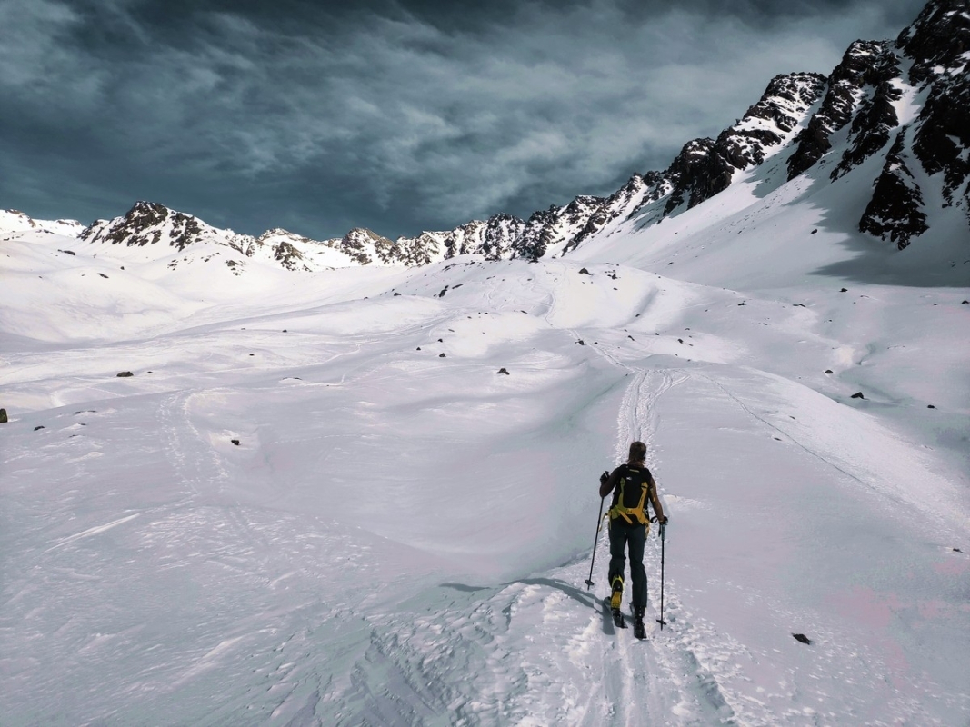 Kraspesspitze Skitour 17: Halblinks ganz hinten, das Gipfelziel. Kraspesspitze Skitour 17: Halblinks ganz hinten, das Gipfelziel.