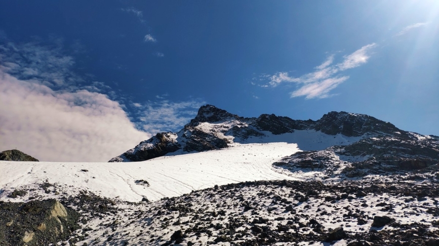 Dreiländerspitze: Blick zurück auf den heutigen Gipfel