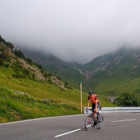 An athlete enjoying the scenic bike views that the IRONMAN 70.3 Andorra provided. Getty Images for IRONMAN