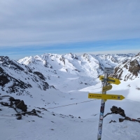 Skitour Schöntalspitze 24: Die Zischgenscharte mit dem Gleirschtal.