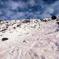 Kraspesspitze Skitour 11: Erst nach dem Bergrücken werden die Schneebedingungen besser.