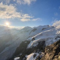 Bernina-Überschreitung 28: Das Wetter ist &quot;gut&quot;. Mischung aus Wolken und Sonne