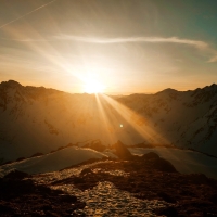 Lampsenspitze Skitour 20: Sonnenuntergang am Gipfel