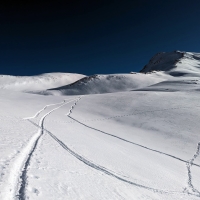 Skitour Schafhimmel 19: Blick zurück auf einen etwas steileren Hang.
