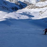Skitour Nördlicher Lehner Grieskogel 01: Aufstieg im steilen Gelände kurz vor der Lehnerscharte.